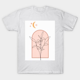 Tree By The Window One Line Art T-Shirt